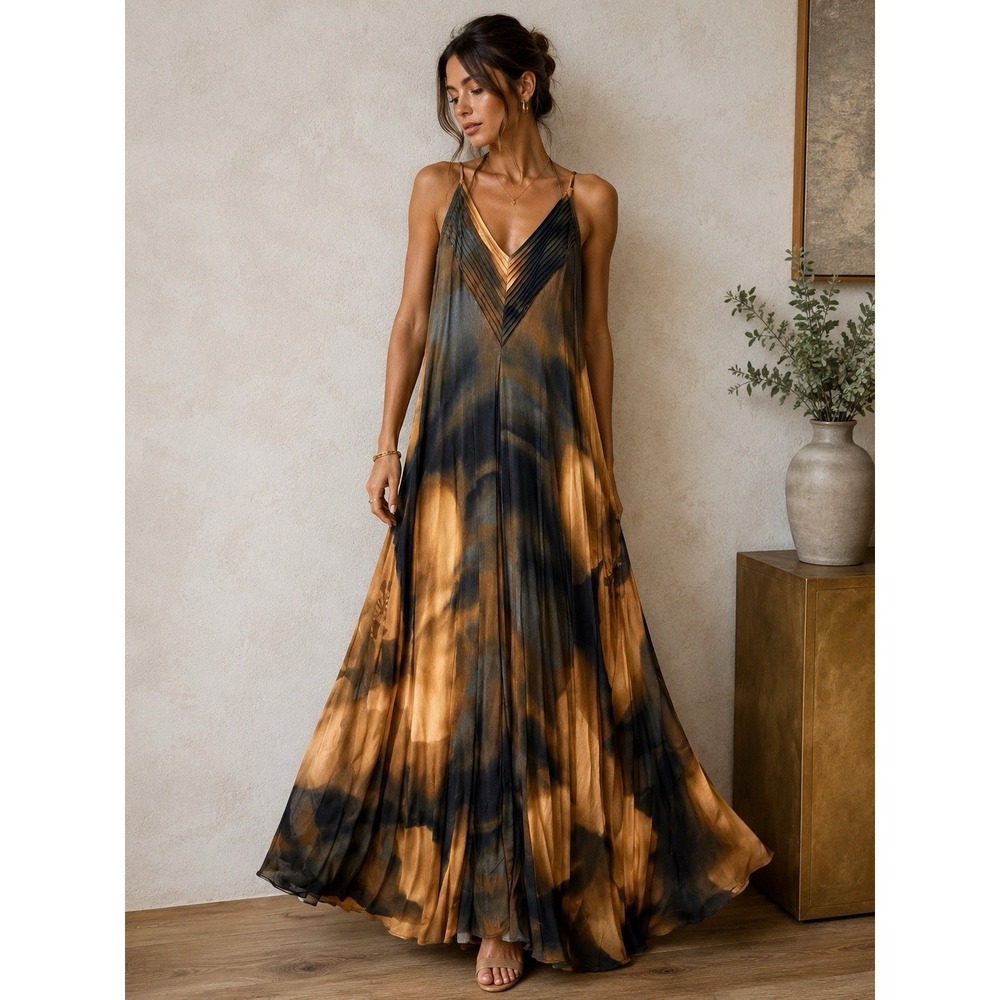 Free People Catalina Tie Open Back Halter Maxi Dress Small Rare